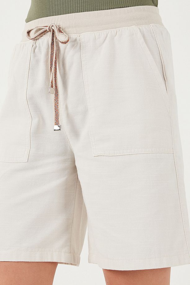 Pamuklu Relaxed Fit Yüksek Bel Cepli Mini Şort ŞORT 668YP5384 - 6