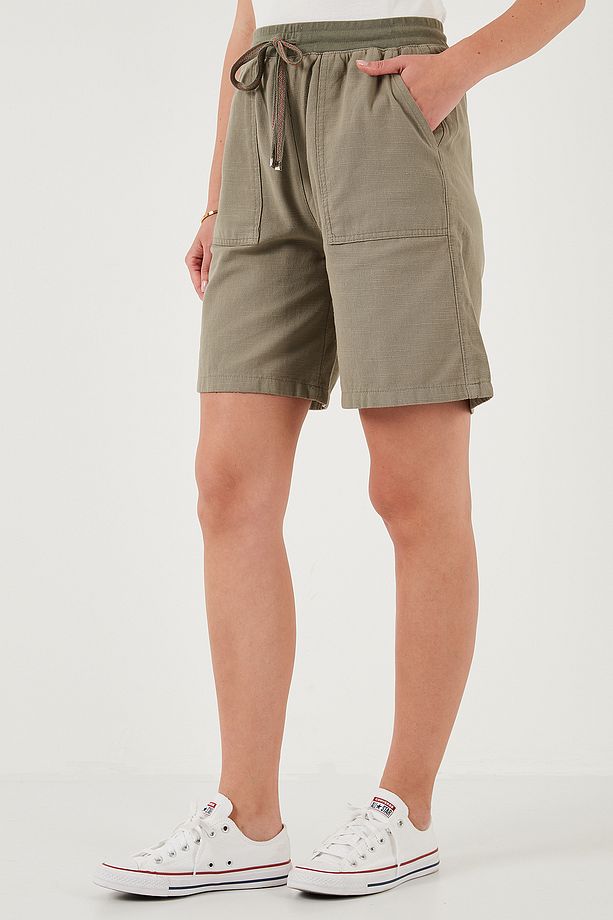 Pamuklu Relaxed Fit Yüksek Bel Cepli Mini Şort ŞORT 668YP5384 - 5