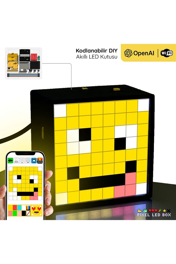 LEDBOX: Yapay Zekalı, İnternete Bağlı Sese Duyarlı Pixel Art LED Kutusu Kodlama Seti - 1