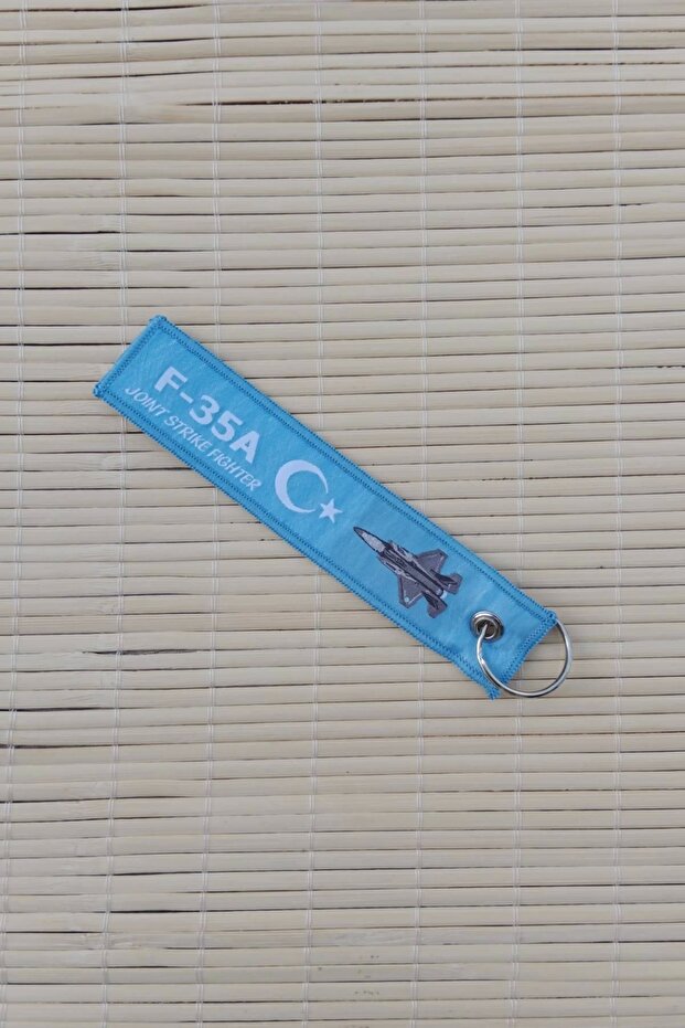 F-35 a Remove before Flight Written Blue Nakis Embroidered Cloth Keychain