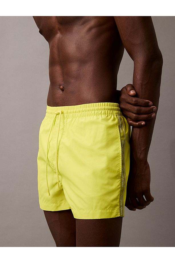 Short Drawstring Swim Shorts - Logo Tape - 3
