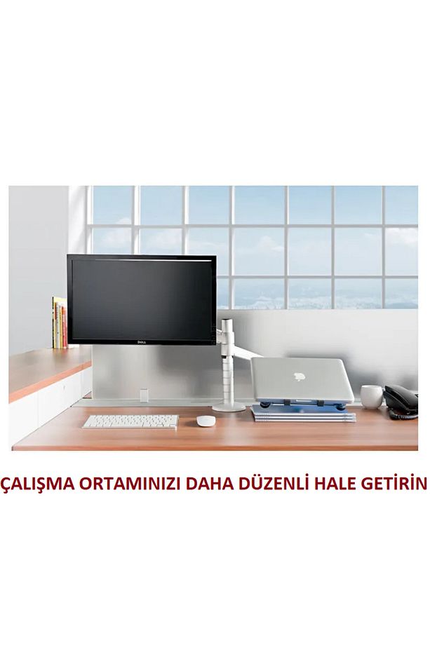 Çift Kollu Monitör ve Laptop Standı Ayarlanabilir Alüminyum Kol Masa Üstü Monitör ve Laptop Tutucu - 5