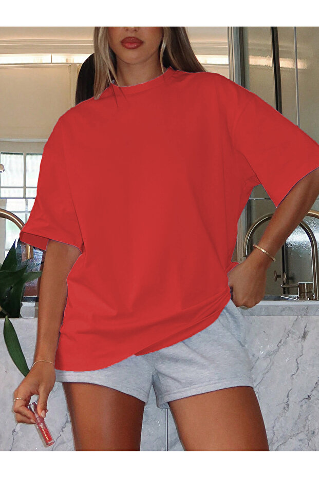 تي شيرت أساسي للجنسين مقاس كبير - 1