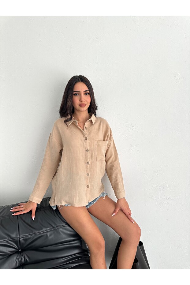 Basic Müslin Kadın Gömlek - 2