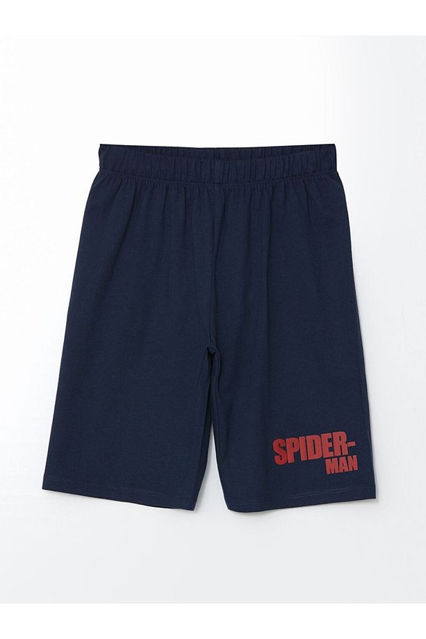 LCW Kids Bisiklet Yaka Spider-Man Baskılı Erkek Çocuk Şortlu Pijama Takımı - 4