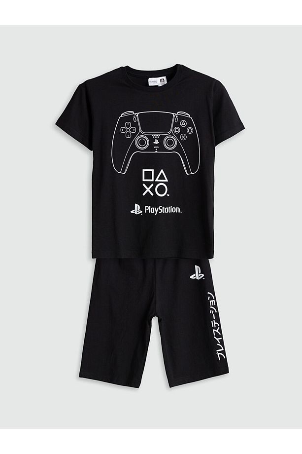 LCW ECO Bisiklet Yaka PlayStation Baskılı Erkek Çocuk Şortlu Pijama Takımı - 1
