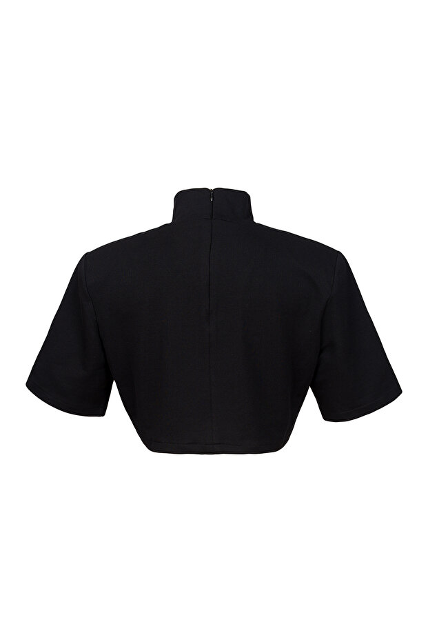 Crop căptușit cu guler înalt - 3