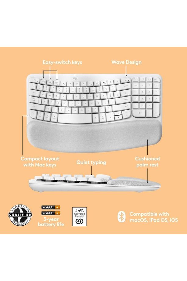Wave Keys Kablosuz Bluetooth İngilizce Q Klavye Beyaz - 6