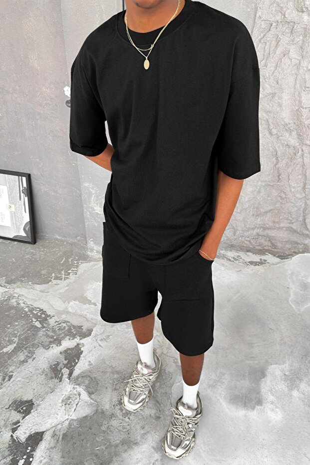 Siyah Cozy Basic Oversize Tişört - 2