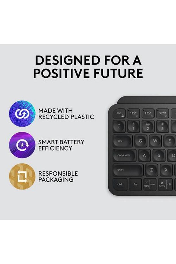 MX Keys Mini Kablosuz Bluetooth Aydınlatmalı İngilizce Q Klavye - Siyah - 2