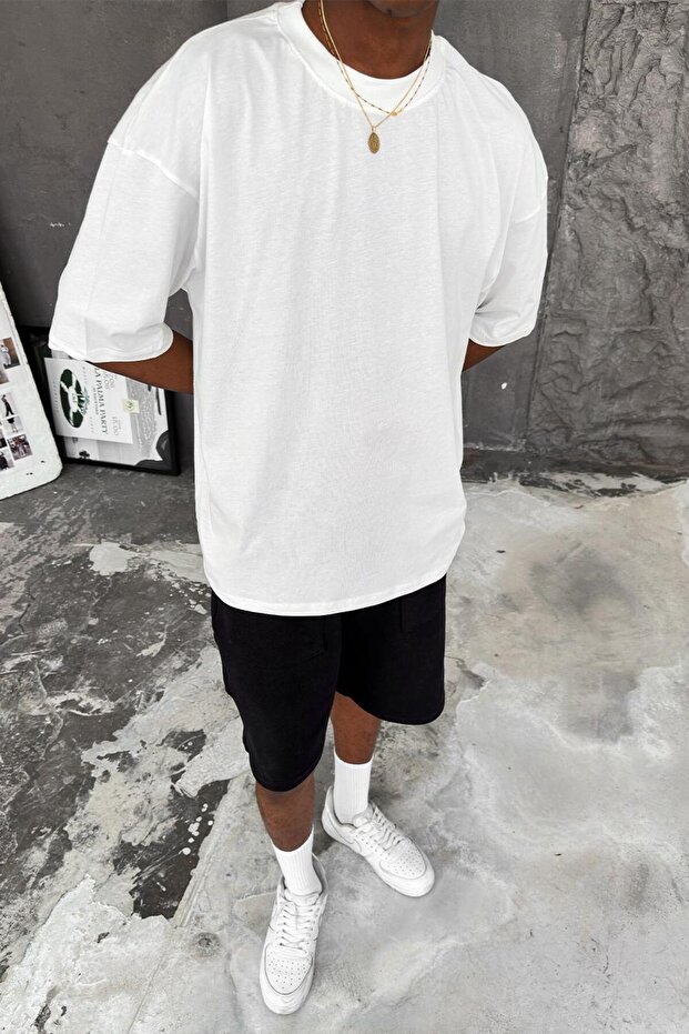 White Cozy Basic Oversize T-Shirt - 2