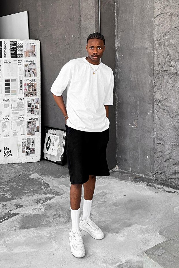 White Cozy Basic Oversize T-Shirt - 3