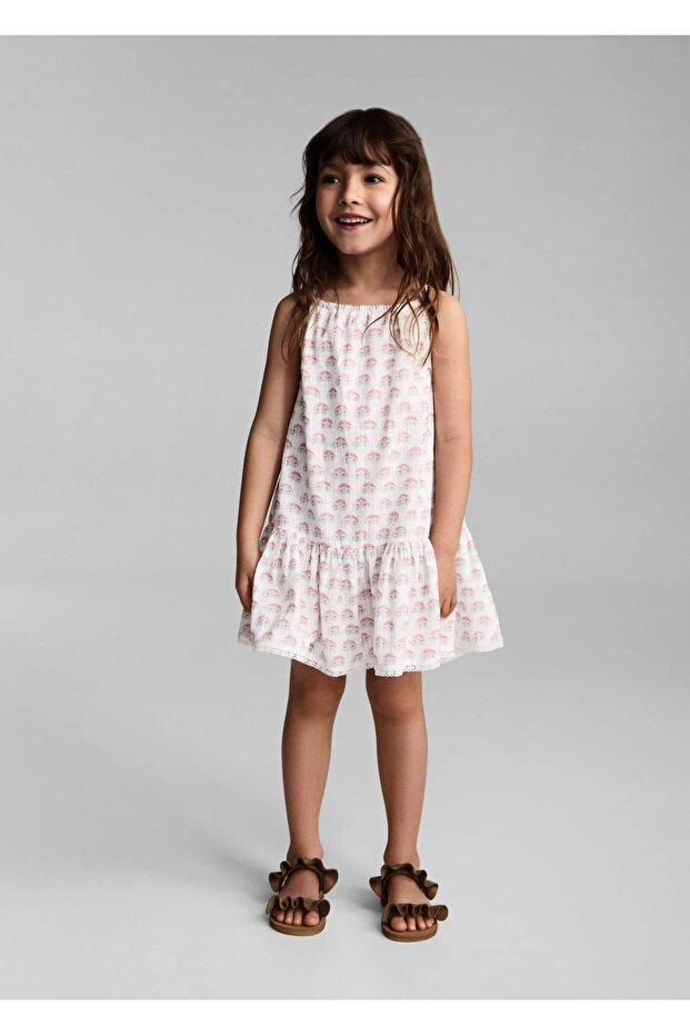 Çiçek işlemeli askılı elbise - 1