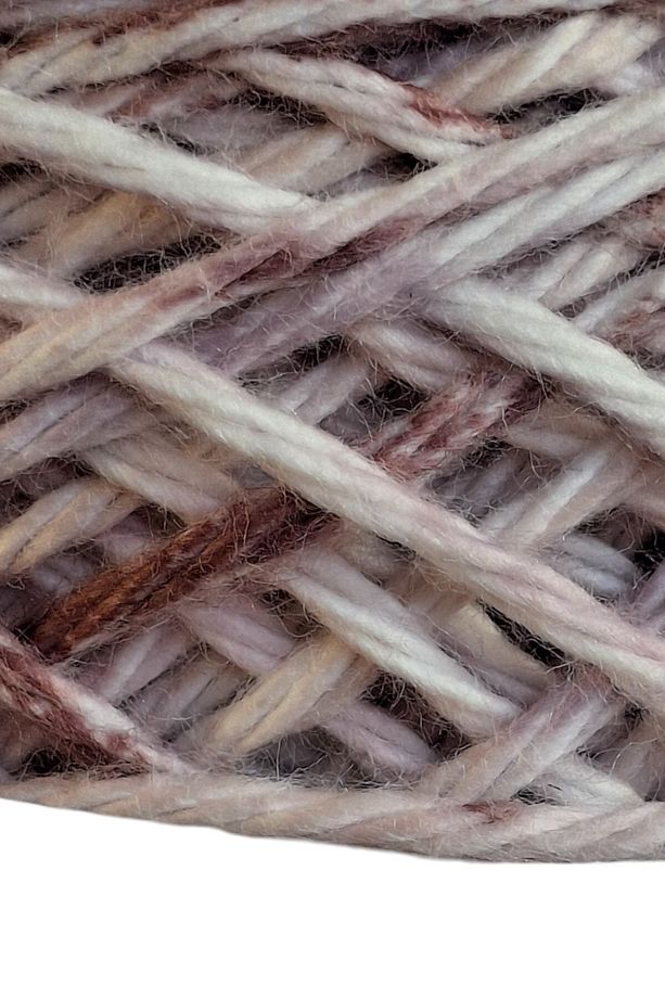 Mürdüm, lila, kırık beyaz ebruli , premium kalite %100 koton el örgü ipi (100 gr.) - 4