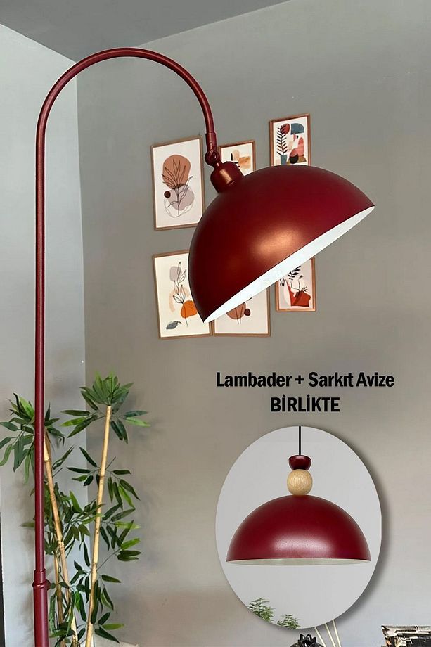 Daisy İkili Paket Vişne Çürüğü Avize+Lambader Salon Kuaför Cafe Dekoratif Aydınlatma Pastane - 1
