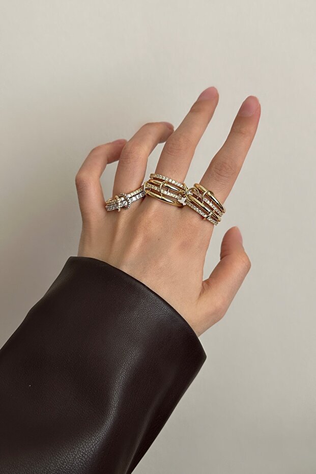 حلقة مجمعة من حجر الراين مكونة من قطعتين - 3