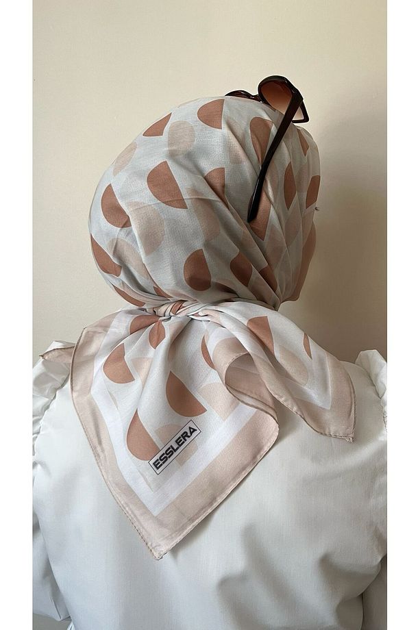 D Desenli Bej Krem Soft Eşarp - 6