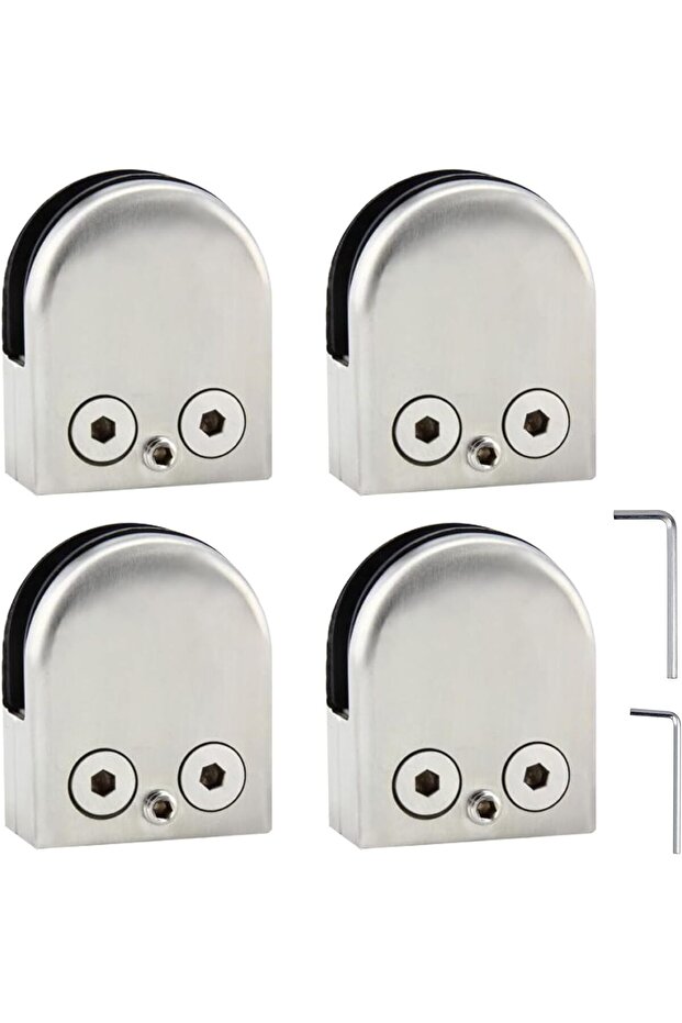 4 x (8-10mm) 304 Stainless Steel Glass Clamps Clip for Stair Window (4-pack) - Upgraded