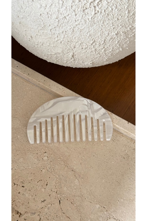 Patterned Bone Mini Comb White Pearlescent - 1