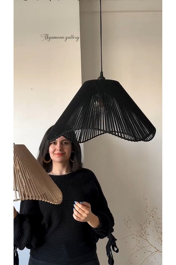 LUMİNART Rustik Tarz Bohem avize Makrome avize Salon avize Yatak Odası Avize Rattan Avize - 1