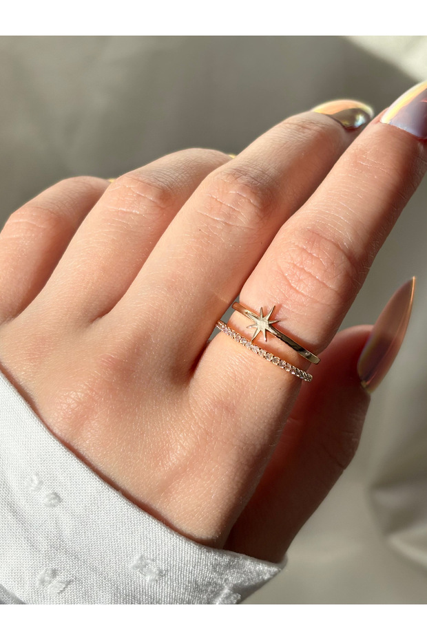 Women's Gold Color Stone Row Ring