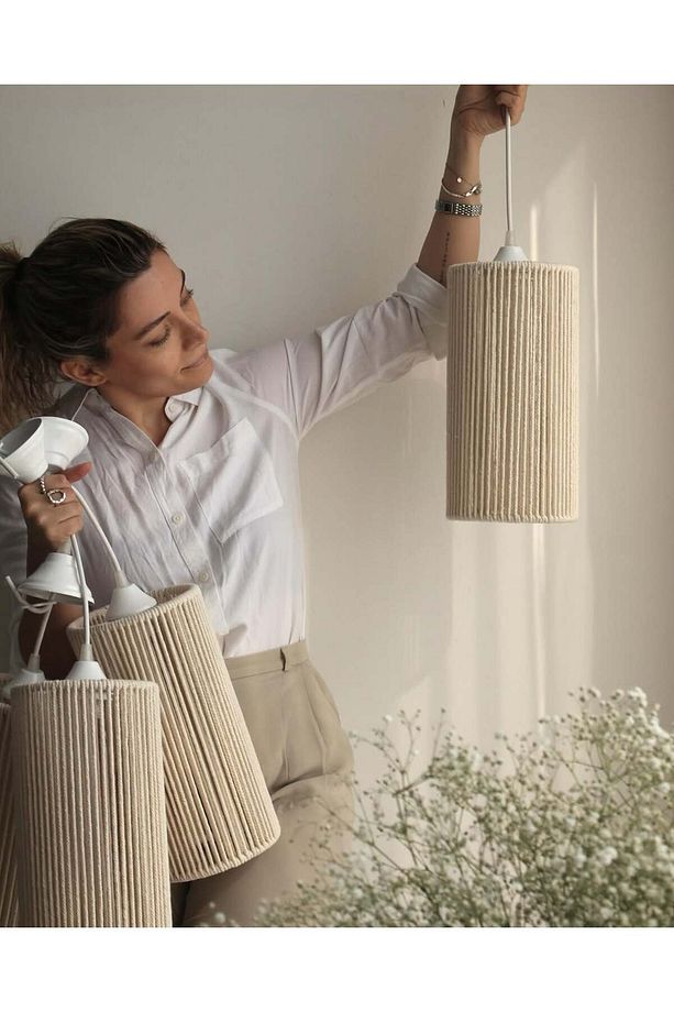 LUMİNART Rustik Tarz Bohem avize Makrome avize Salon avize Yatak Odası Avize Rattan Avize - 3