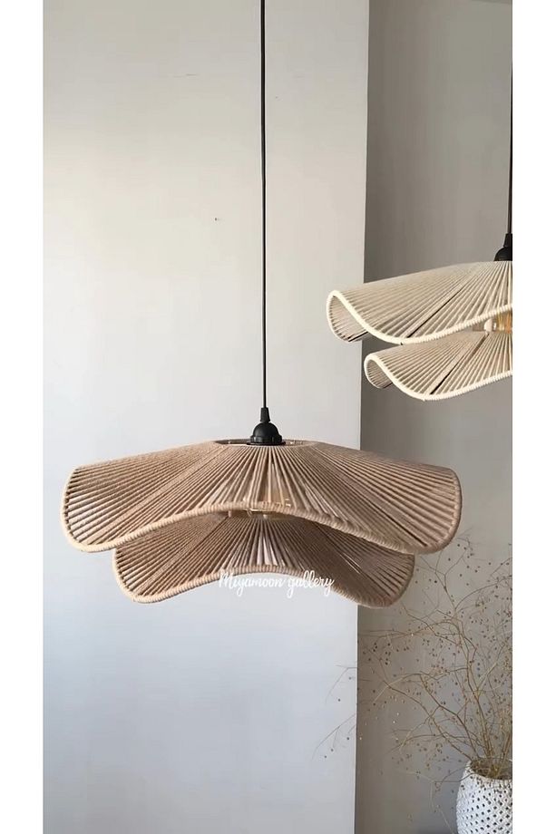 LUMİNART Rustik Tarz Bohem avize Makrome avize Salon avize Yatak Odası Avize Rattan Avize - 4