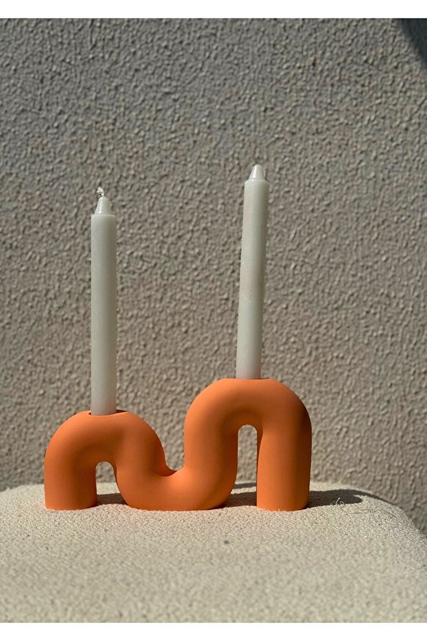 Şamdan M şeklinde 2 mum bölmeli şamdan - 1