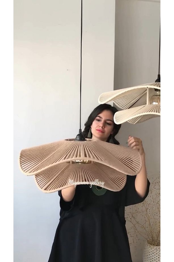 LUMİNART Rustik Tarz Bohem avize Makrome avize Salon avize Yatak Odası Avize Rattan Avize - 2