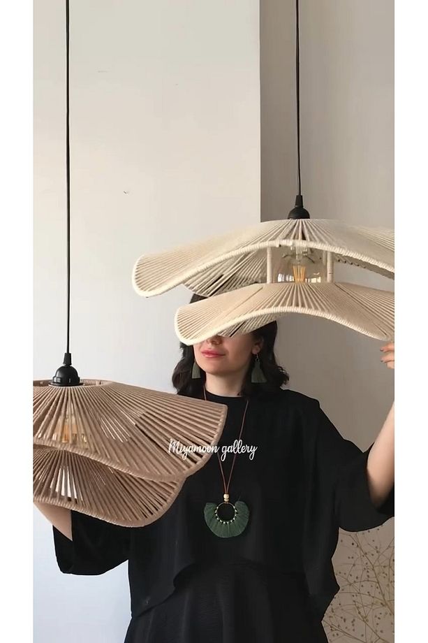 LUMİNART Rustik Tarz Bohem avize Makrome avize Salon avize Yatak Odası Avize Rattan Avize - 2