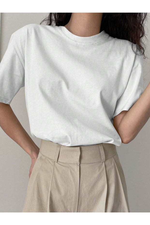 Unisex Women'S/Men's Summer Solid Color Round Neck Short Sleeve Casual Oversized T-Shirt
