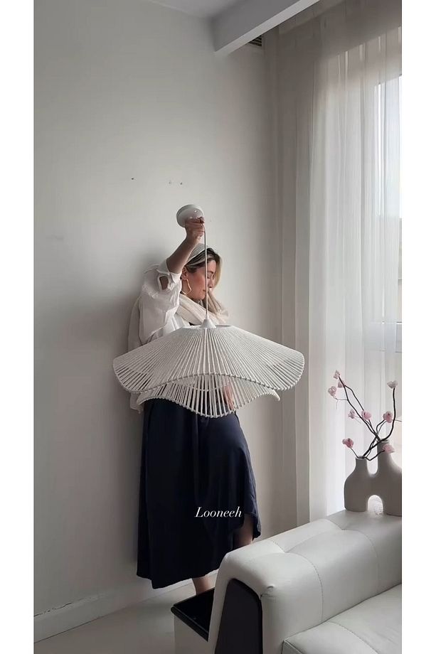 LUMİNART Rustik Tarz Bohem avize Makrome avize Salon avize Yatak Odası Avize Rattan Avize - 2