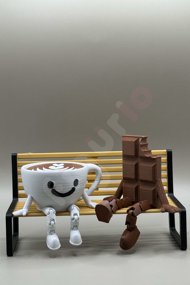 Bank Üzerinde Çikolata Ve Espresso Biblo Seti / 3'lü Dekoratif Figür - 2