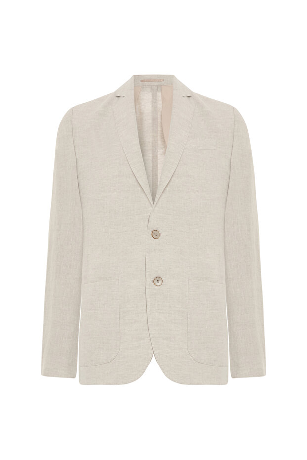 Regular Fıt Keten Ceket - 5