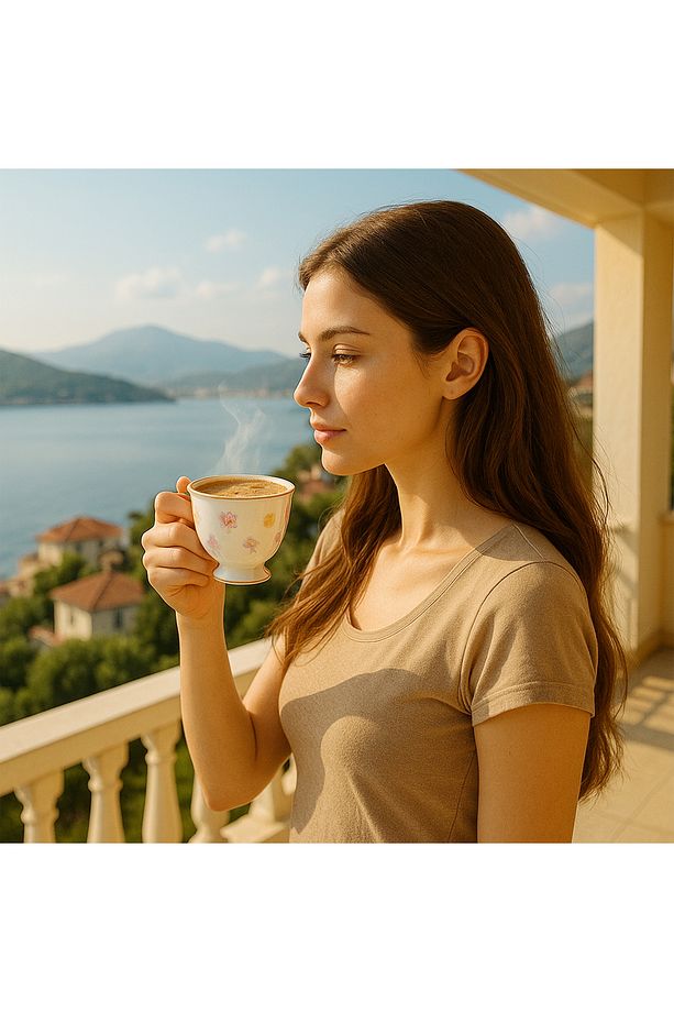 Zarafet Çiçekleri – Altın Detaylı Lüks Hatıra Kahve Fincan Takımı - 3