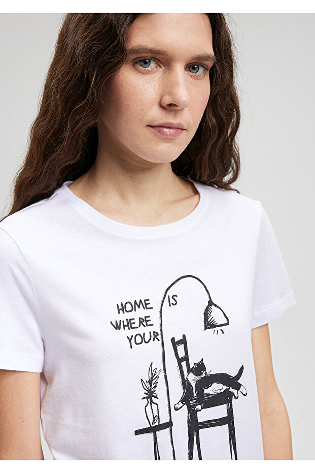 Bílé tričko s potiskem pro kočky Slim Fit / Slim Fit1612390-620 - 5