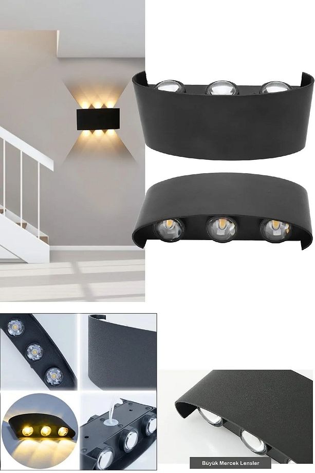 Modern Çift Yönlü LED Duvar Lambası Oturma Odası Yatak Odası Lambası Merdiven Koridor Lambası Aplik - 5