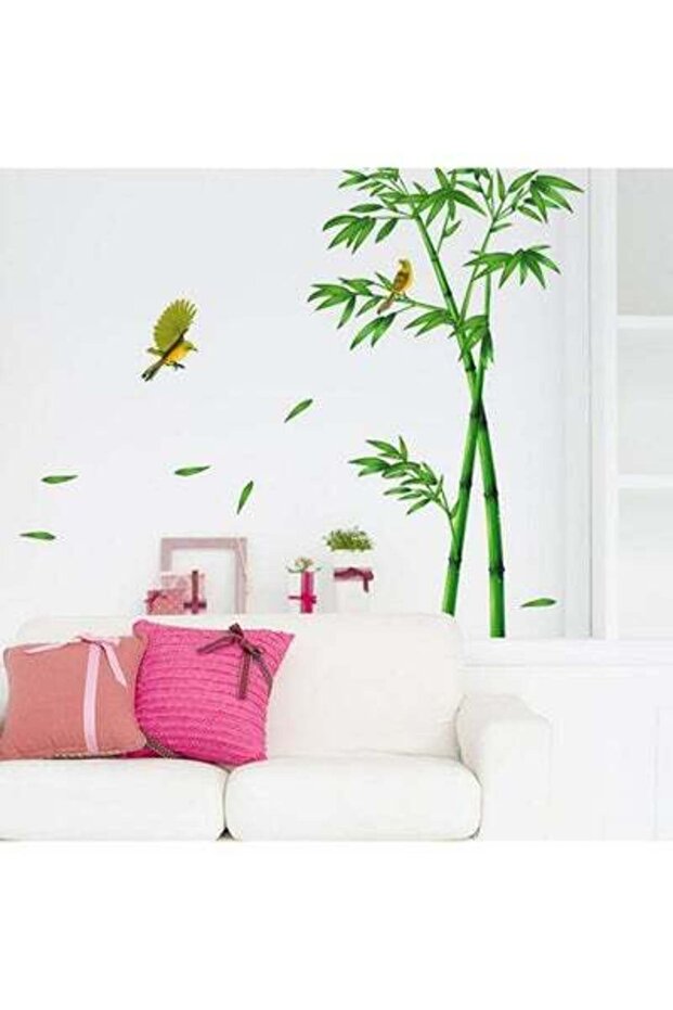 ملصق حائط شجرة الخيزران DIY باللون الأخضر 90x60 سم