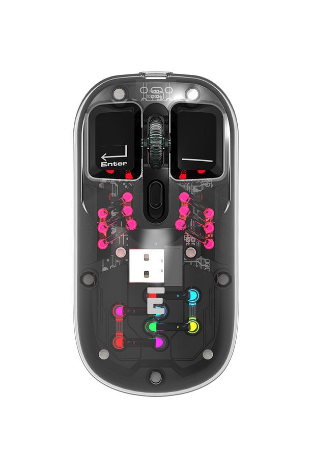 OPAL Şarj Edilebilir Sessiz Siyah Transparan RGB 2in1 2BT ve 2.4GHz Kablosuz Mouse - 2