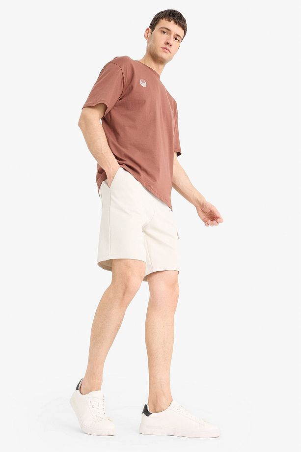 Regular Fit Dokulu Düz Paça Kargo Cepli Basic Düz Şort B8796ax25sm - 3