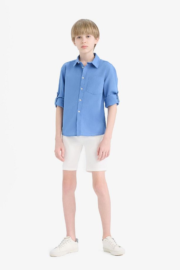 Erkek Çocuk Cepli Basic Düz Gabardin Şort C2955A825SM - 5