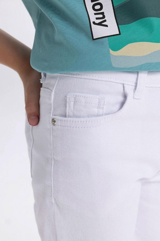 Erkek Çocuk Beyaz Basic Düz Jean Şort B5768a824sm - 7