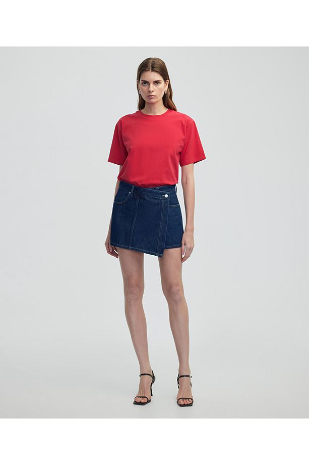 Cepli anvelop denim şort etek - 1