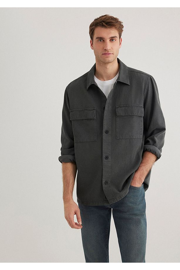 Antrasit Tencel Tm Modal Gömlek Regular Fit / Normal Kesim 0211372-71598 - 1