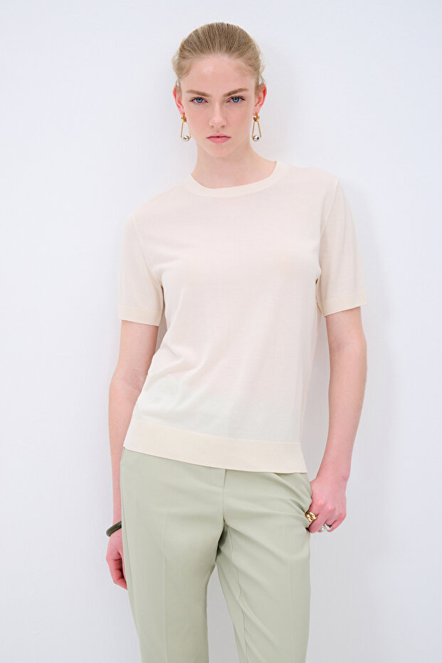 Kısa Kol Triko Bluz - 1