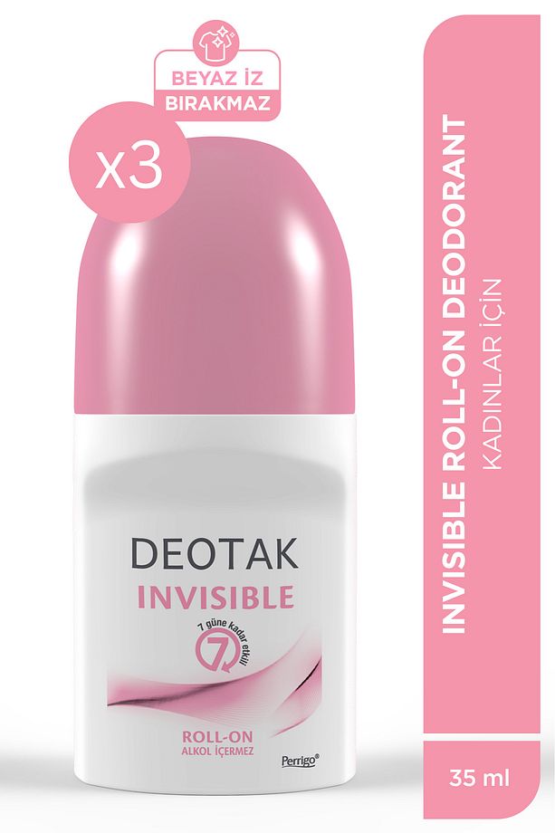 Invisible Kadın 7 Güne Kadar Etkili Roll-on Deodorant 35 ml X 3 Adet - 1