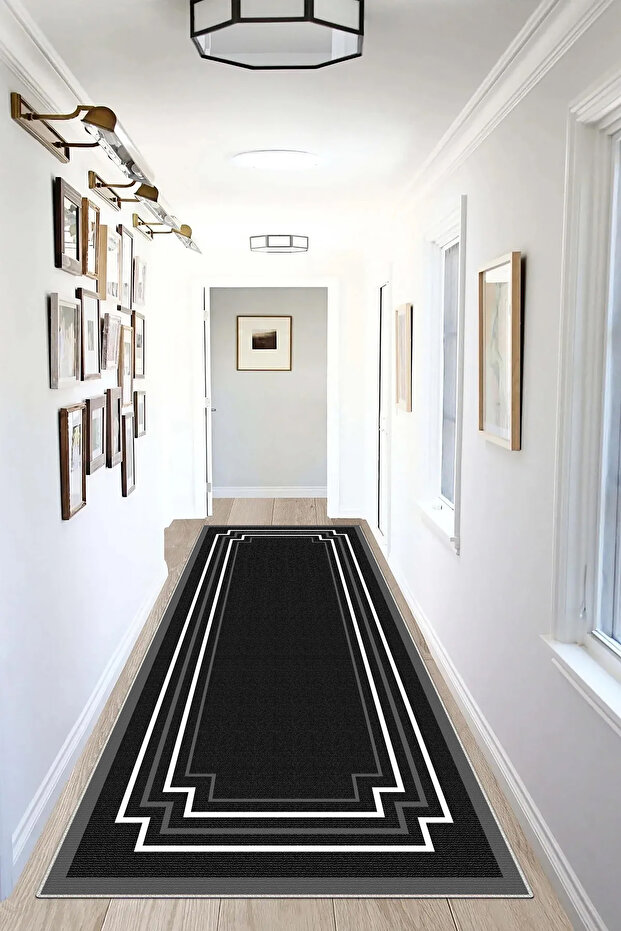 Runner Geometric Scandinavian Tumbled Digital Print Washable Non-Slip Base 9014RunnerHULYA - 2