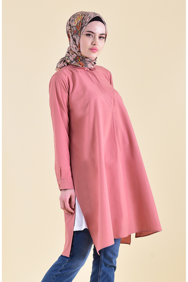 Onion Shell Patterned Hidden Button Slit Tunic - 6478-02 - 2