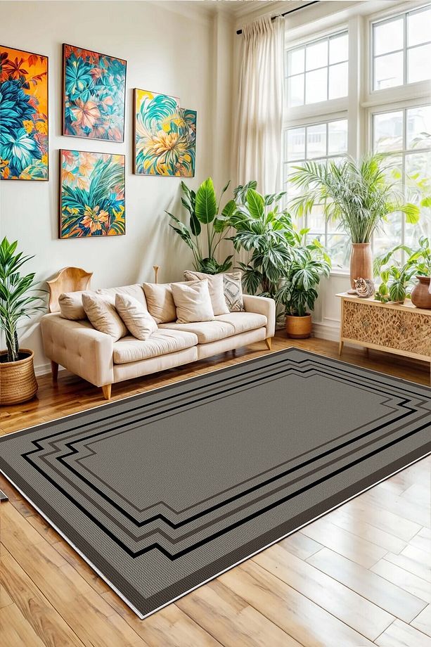 Salon Halısı Geometrik İskandinav Eskitmeli Dijital Baskı Yıkanabilir Kaymaz Taban 9014SALON - 3