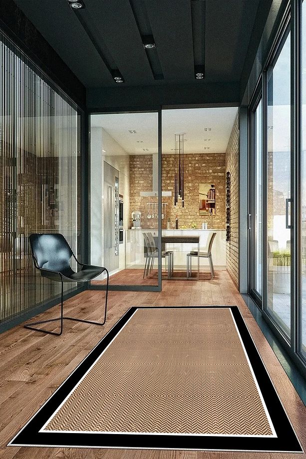 Salon Halısı Geometrik İskandinav Eskitmeli Dijital Baskı Yıkanabilir Kaymaz Taban 9019SALONHULYA - 2
